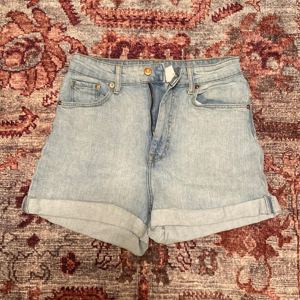 H&M high waist stretch denim shorts